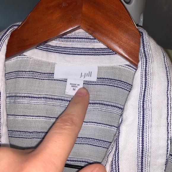 J. Jill Blue White Striped Sleeveless Button Down Tunic Top Size Medium Summer - Picture 7 of 7